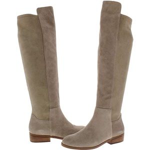 Knee high leather suede boots taupe